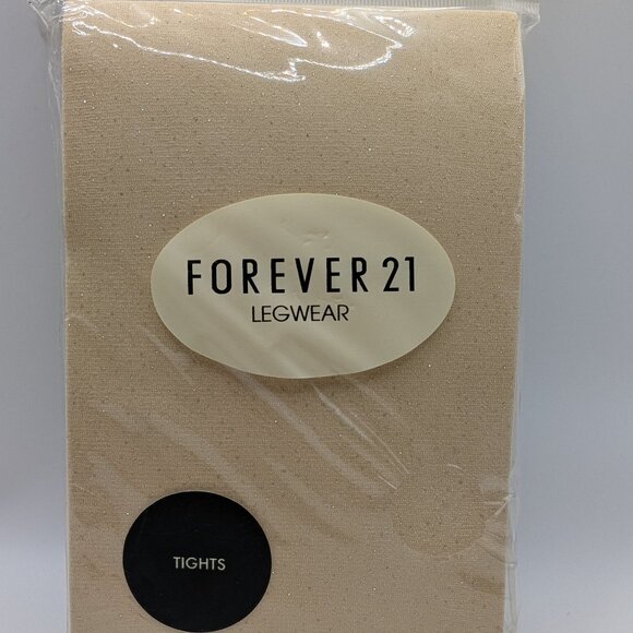 Forever 21 Hosiery Tights Oatmeal Gold Sparkle One Size NWT - Picture 1 of 3
